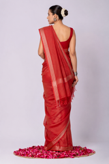 Pure Linen Cross Dyed Saree with Blouse