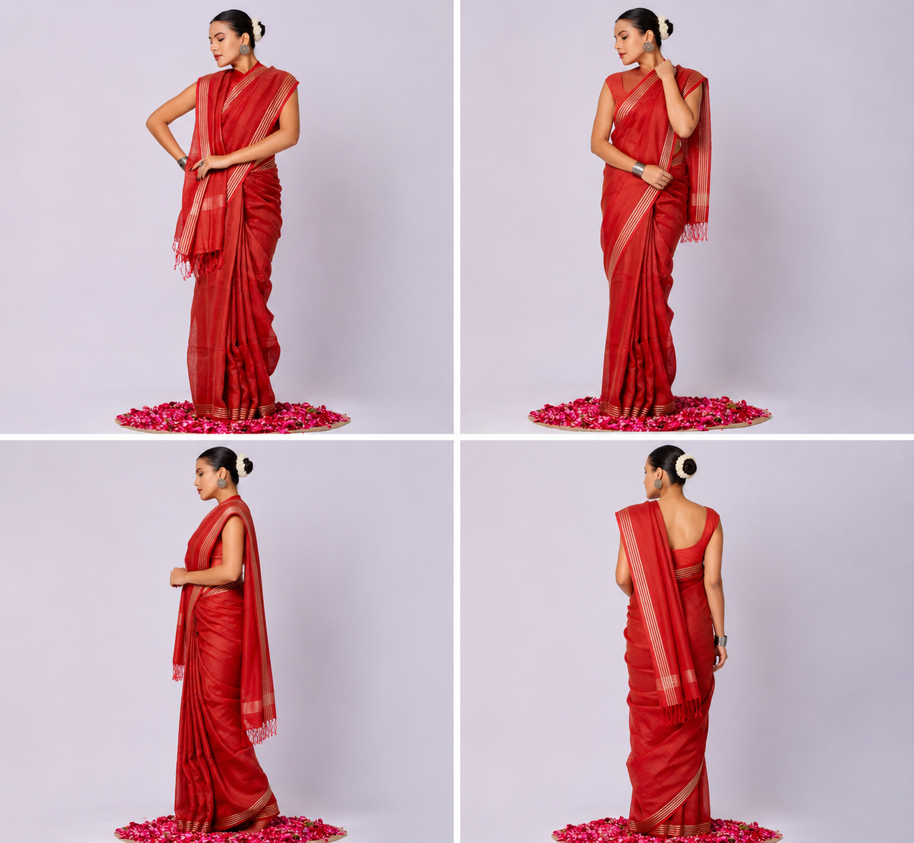 Pure Linen Cross Dyed Saree with Blouse