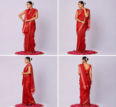 Pure Linen Cross Dyed Saree with Blouse