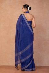 Pure Linen Cross Dyed Saree with Blouse