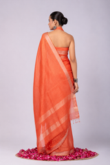 Pure Linen Cross Dyed Saree with Blouse