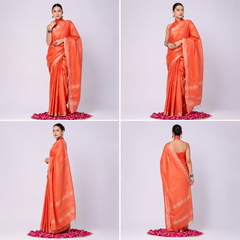 Pure Linen Cross Dyed Saree with Blouse