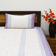 Geometric Floral Print Cotton Bedsheet Set – King Size (90x108 Inch) with 2 Pillow Covers