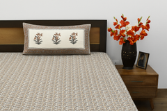 Traditional Floral Hand Block Print Cotton Bedsheet Set – King Size (90x108 Inch) with Pillow Covers