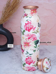 Floral Print Pure Copper Bottle – 900 ml