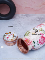 Floral Print Pure Copper Bottle – 900 ml