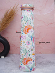 Floral Print Pure Copper Bottle – 750 ml