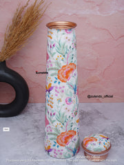 Floral Print Pure Copper Bottle – 750 ml