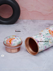Floral Print Pure Copper Bottle – 750 ml