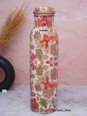Floral Print Pure Copper Bottle – 900 ml