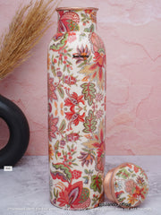 Floral Print Pure Copper Bottle – 900 ml
