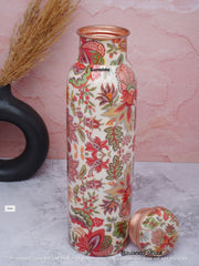 Floral Print Pure Copper Bottle – 900 ml