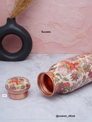 Floral Print Pure Copper Bottle – 900 ml