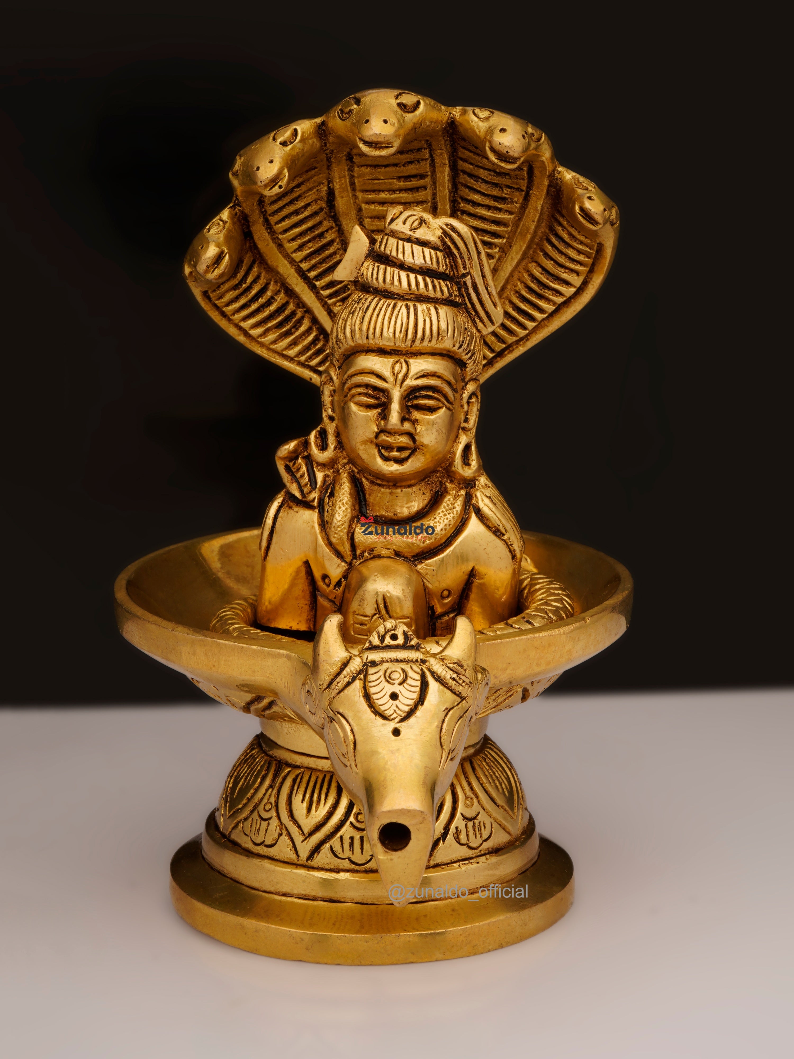 Brass Shivling with Shiva Head & Trishul - 4.5x5.5 CM