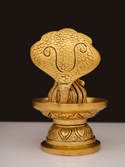 Brass Shivling with Shiva Head & Trishul - 4.5x5.5 CM