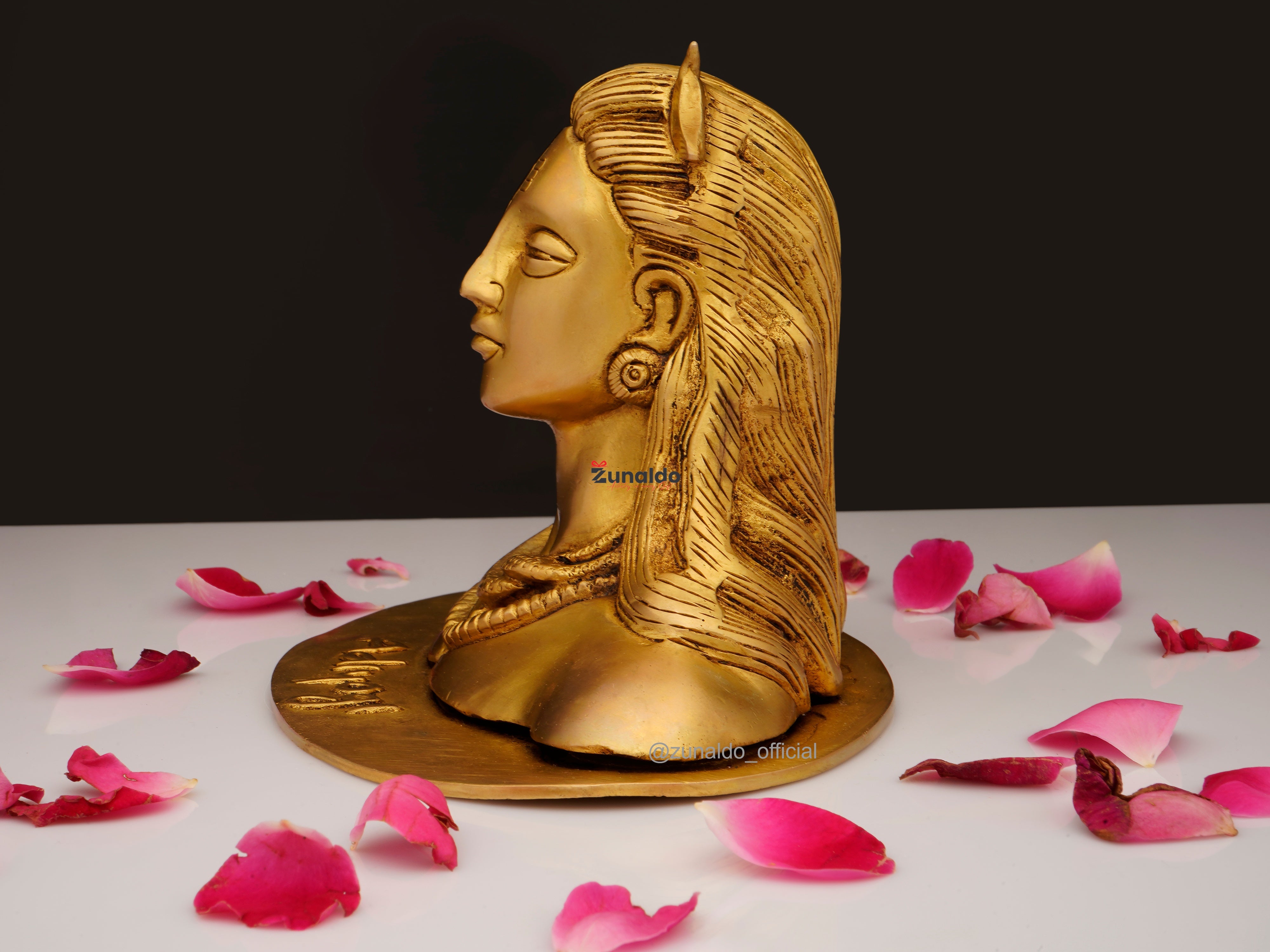Brass Shivaji Bust with Adiyogi Plate - Fine Carving (5 Inch)