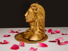 Brass Shivaji Bust with Adiyogi Plate - Fine Carving (5 Inch)