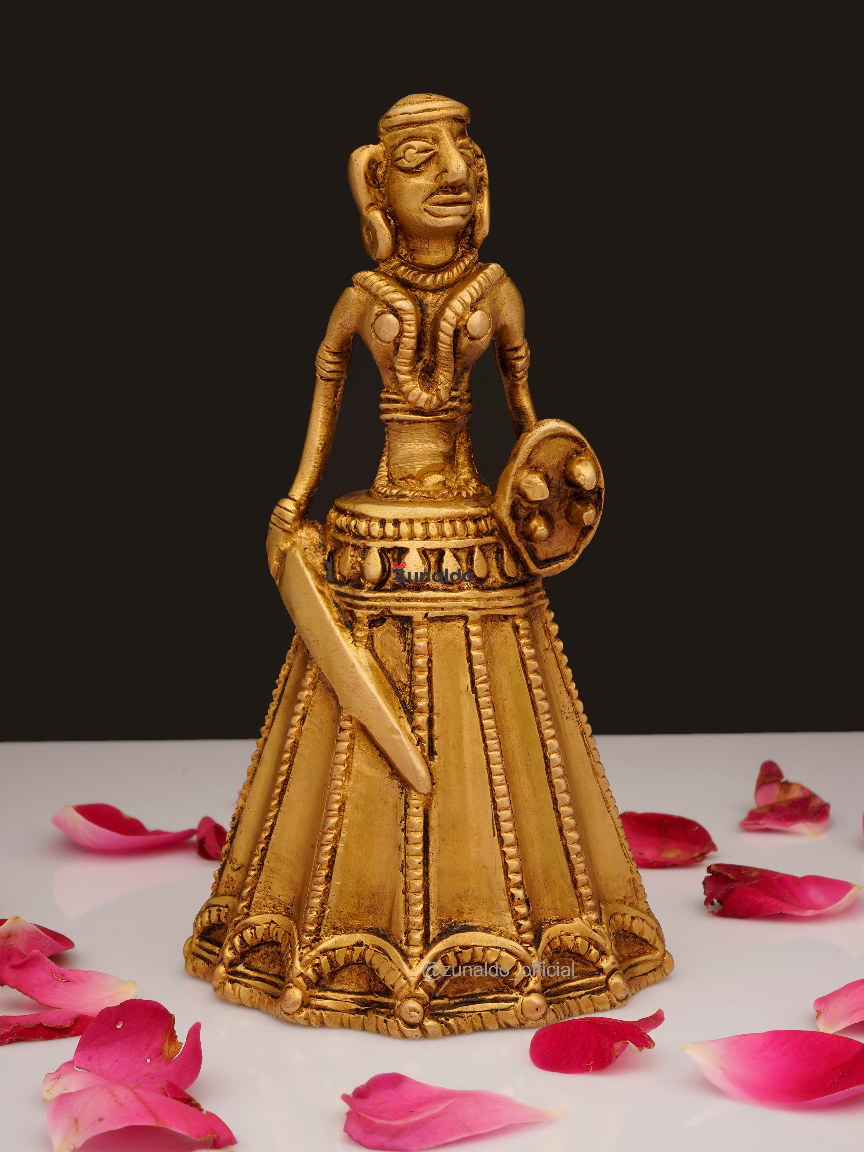 Brass Tribal Man Hand Bell - 5.25 Inch