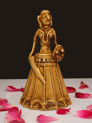 Brass Tribal Man Hand Bell - 5.25 Inch