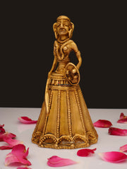 Brass Tribal Man Hand Bell - 5.25 Inch