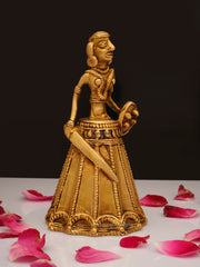 Brass Tribal Man Hand Bell - 5.25 Inch