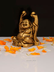 Brass Happyman Sitting Hands Up with Ball - 2.5 Inch