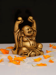 Brass Happyman Sitting Hands Up with Ball - 2.5 Inch