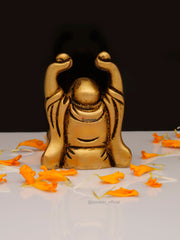 Brass Happyman Sitting Hands Up with Ball - 2.5 Inch