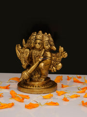 Brass Hanuman Sitting 5 Face on Half Round Base - 2.75 Inch