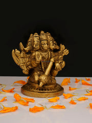 Brass Hanuman Sitting 5 Face on Half Round Base - 2.75 Inch