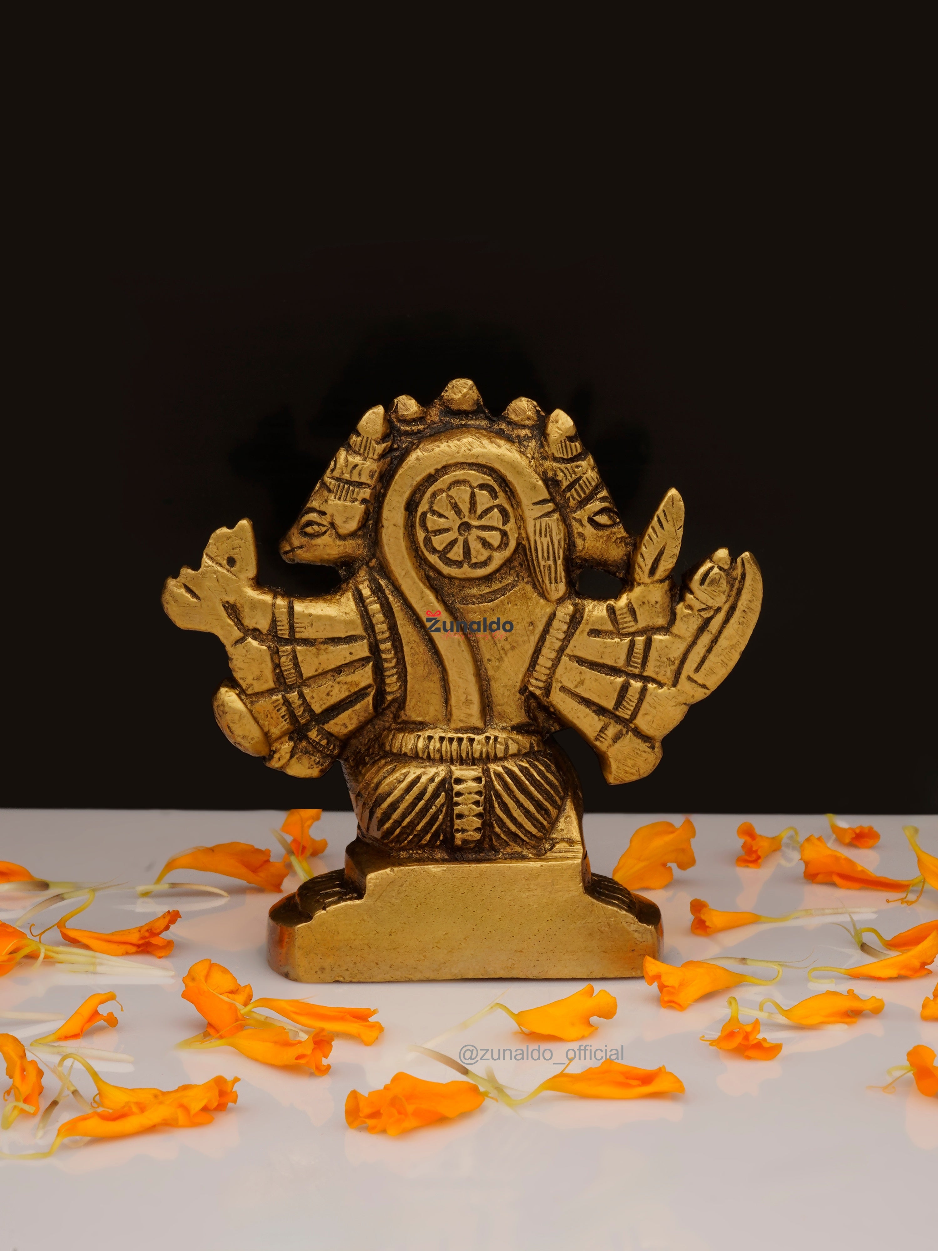 Brass Hanuman Sitting 5 Face on Half Round Base - 2.75 Inch