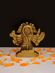 Brass Hanuman Sitting 5 Face on Half Round Base - 2.75 Inch