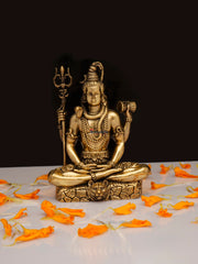 Brass Shiva in Meditation on Lion Base | Brass Idol (3 IN)