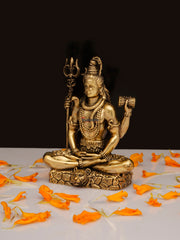 Brass Shiva in Meditation on Lion Base | Brass Idol (3 IN)