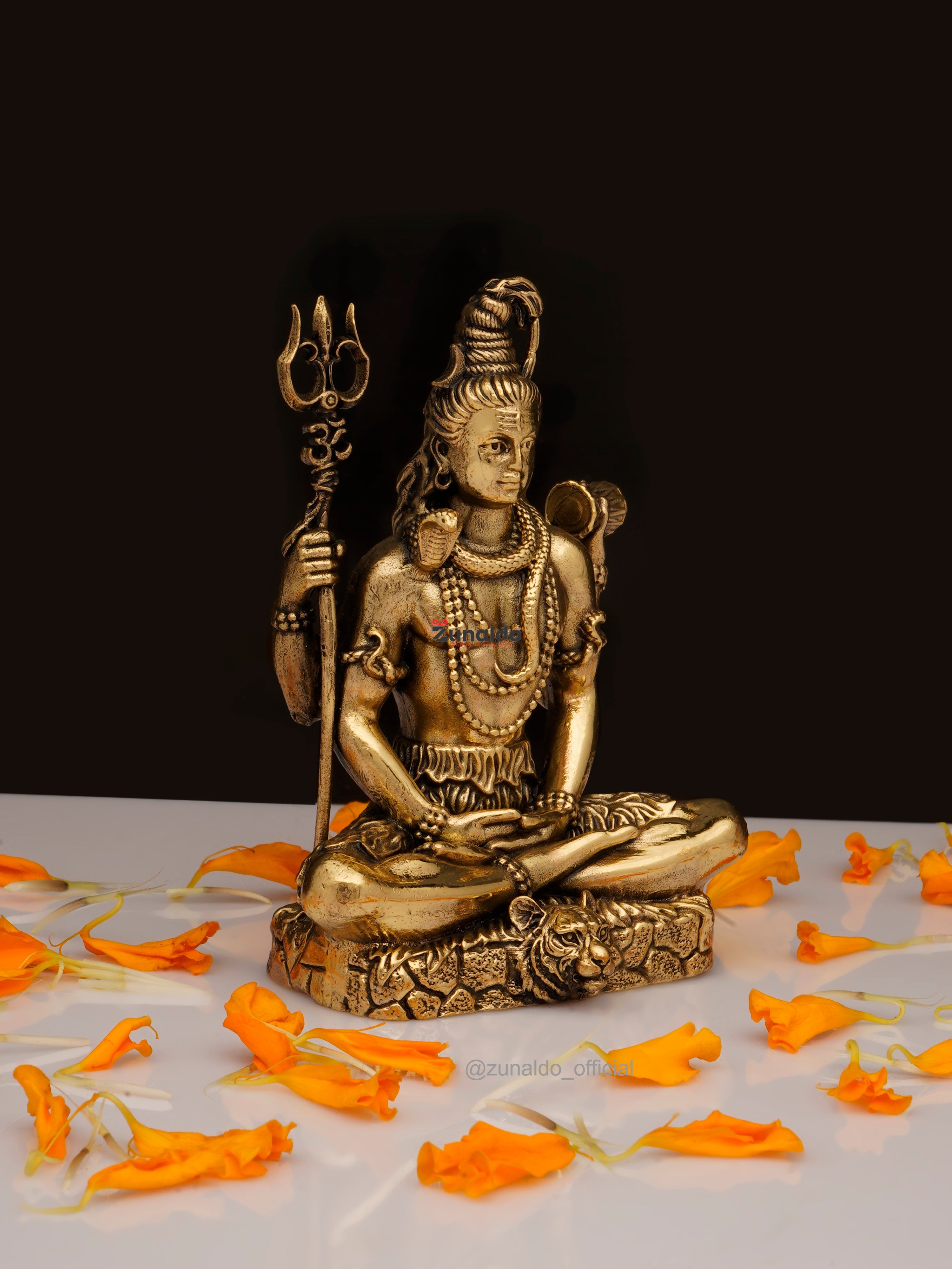Brass Shiva in Meditation on Lion Base | Brass Idol (3 IN)