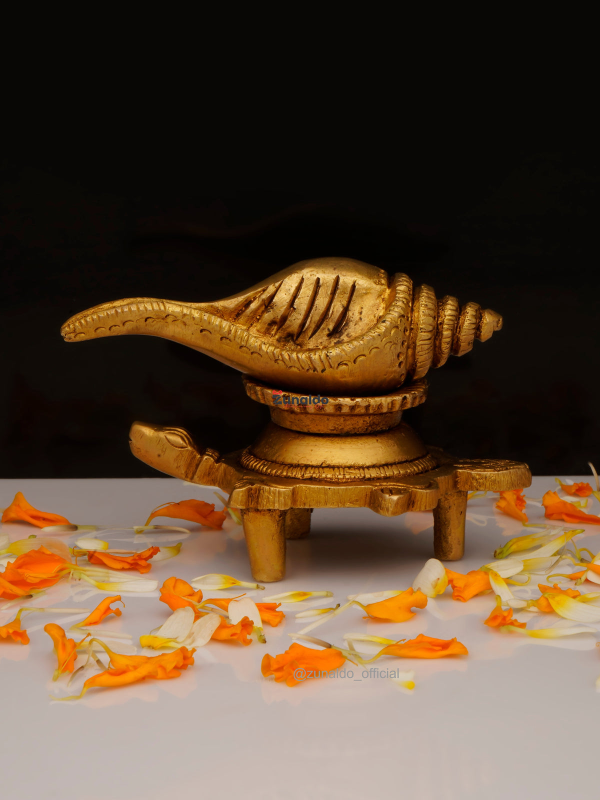 Brass Tortoise with Shankh - 2.75 Inch