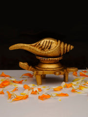Brass Tortoise with Shankh - 2.75 Inch