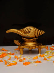 Brass Tortoise with Shankh - 2.75 Inch