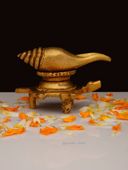 Brass Tortoise with Shankh - 2.75 Inch