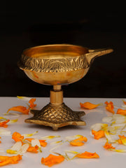 Brass Oil Lamp on Tortoise Base - 3 Inch