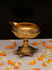 Brass Oil Lamp on Tortoise Base - 3 Inch