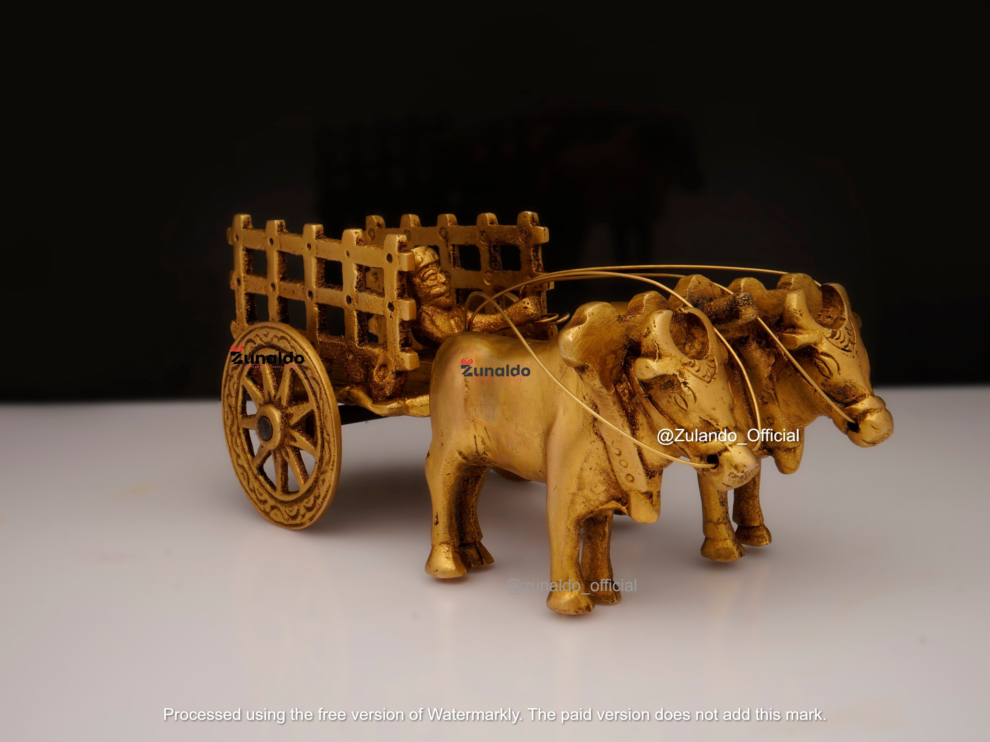 Bull Cart Ride By Man Plain | Brass Showpiece (6X3IN)
