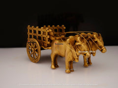 Bull Cart Ride By Man Plain | Brass Showpiece (6X3IN)