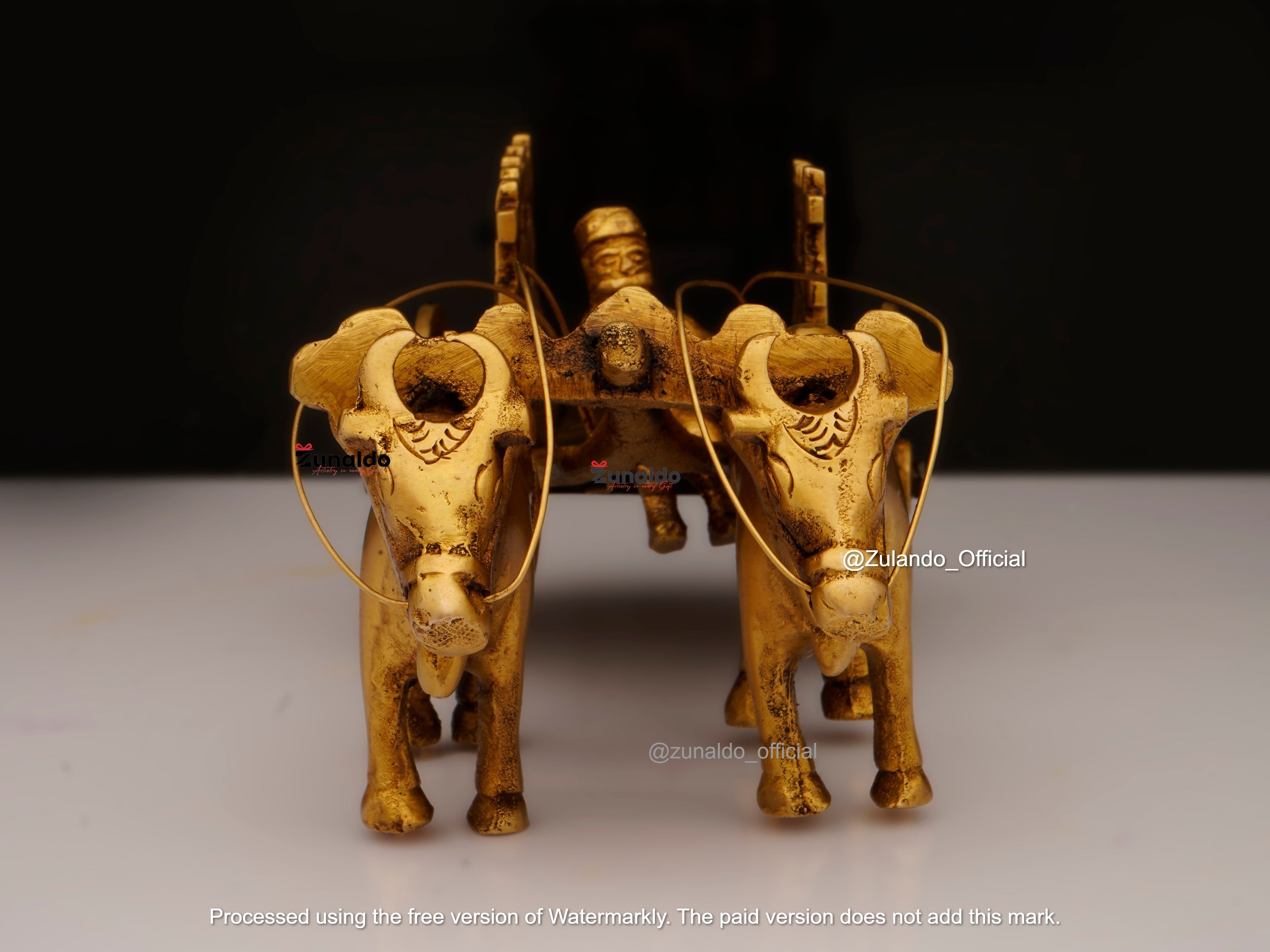 Bull Cart Ride By Man Plain | Brass Showpiece (6X3IN)