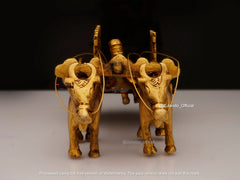Bull Cart Ride By Man Plain | Brass Showpiece (6X3IN)
