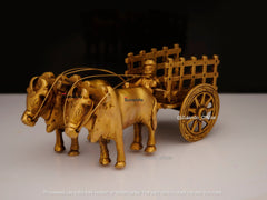 Bull Cart Ride By Man Plain | Brass Showpiece (6X3IN)