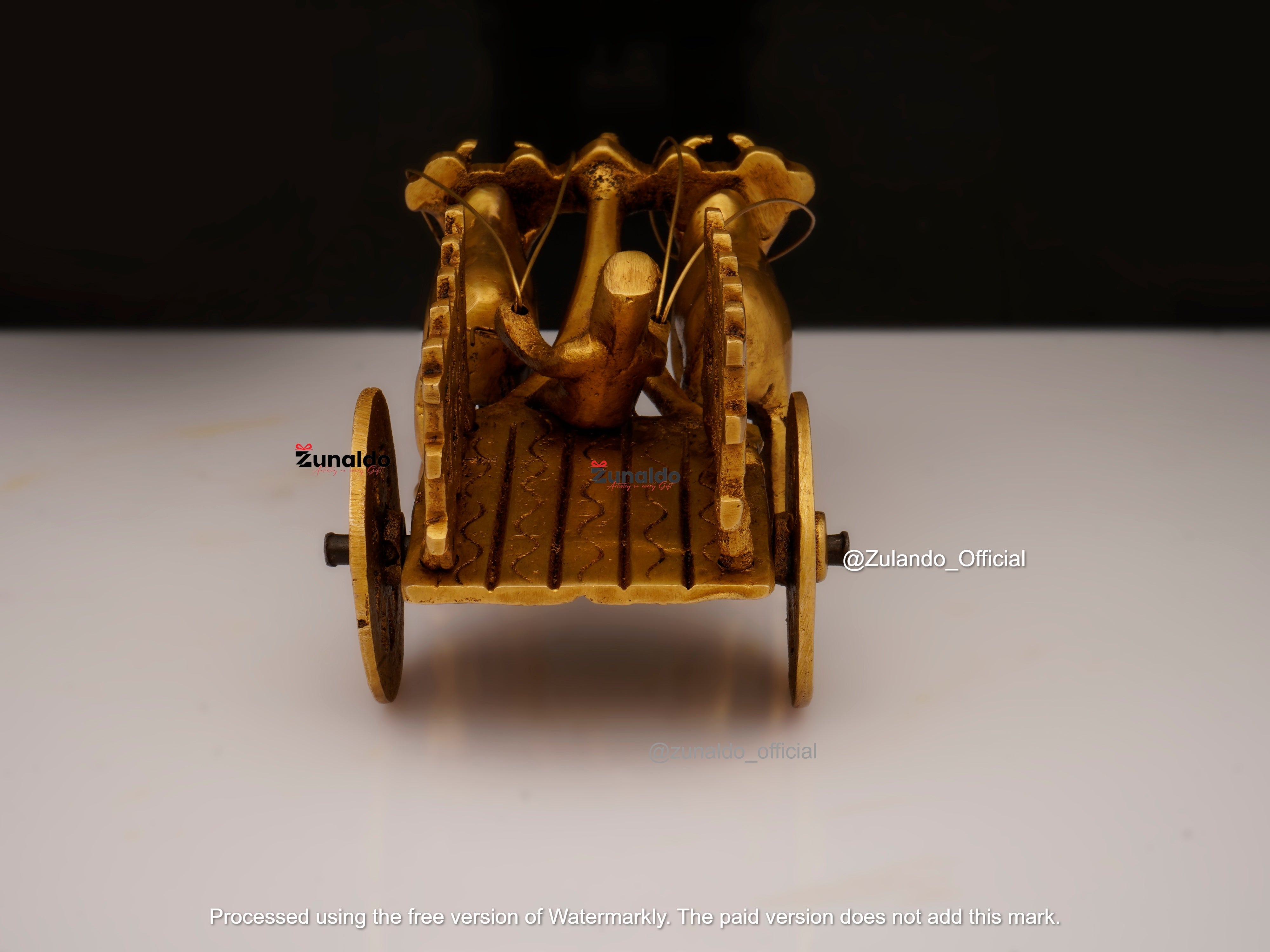 Bull Cart Ride By Man Plain | Brass Showpiece (6X3IN)