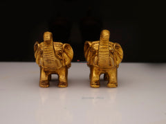 Brass Elephant Carved Trunk Up -2 Inch