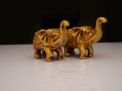 Brass Elephant Carved Trunk Up -2 Inch