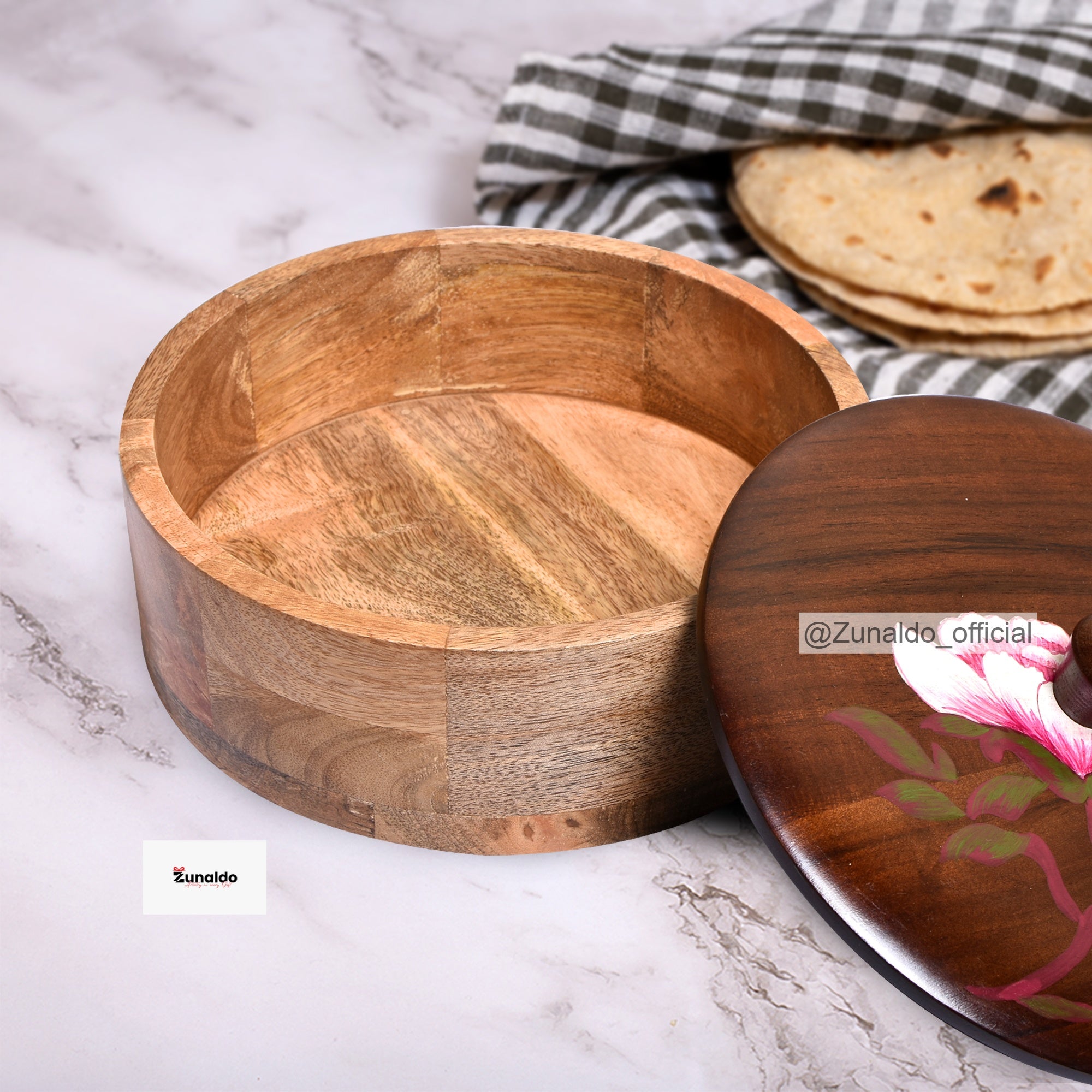 Premium Wooden Roti Box - Handcrafted Chapati Storage – zunaldo.com